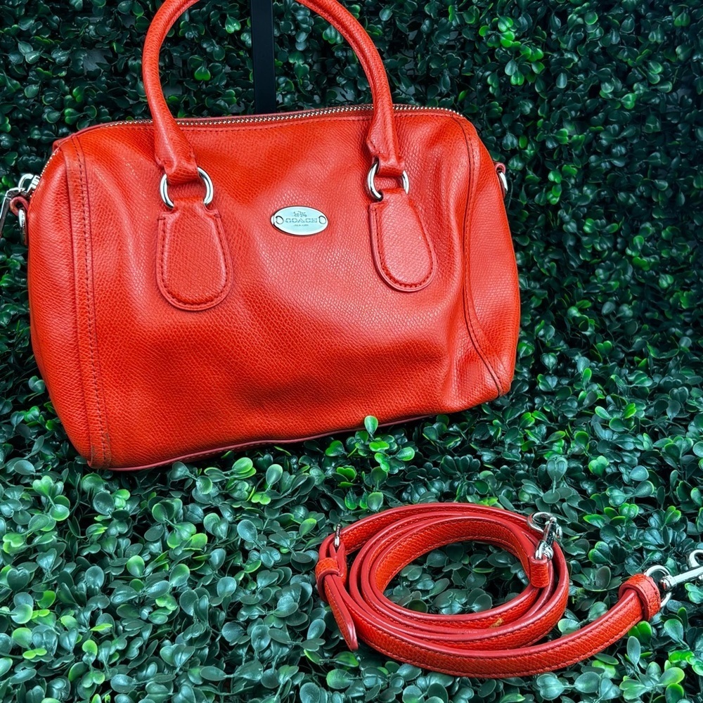COACH MINI BENNETT SATCHEL FEATURING ORANGE PEBBLES LEATHER